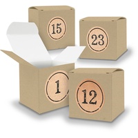 Adventskalender zum Füllen 24x Würfel 6,5cm BRAUN + Sticker V05 Z11 - Braun