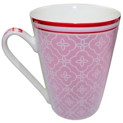 Haus und Deko Geschirr-Set Tasse im Retro Style Kaffeetasse Porzellan bedruckte Frühstückstasse (1-tlg), Keramik rosa