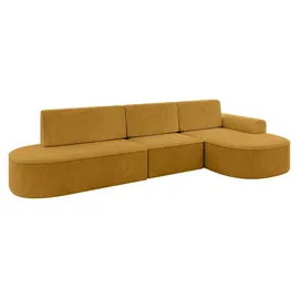 altdecor Eckcouch Cord 5-Sitzer Senfgelb