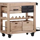 GUTMANN FACTORY Stylefurniture Praktischer Servierwagen aus Massivholz, Holz, Natur, 90 x 43 x 85 cm