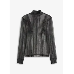 bonprix Transparente Bluse, schwarz, 46