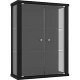 K-Möbel Glasvitrine in Schwarz (80x60x25 cm); Regal Schrank ESG Sammlervitrine