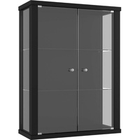 K-Möbel Glasvitrine in Schwarz (80x60x25 cm); Regal Schrank ESG Sammlervitrine