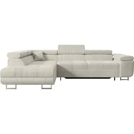 altdecor Ecksofa Cord mit Schlaffunktion 2-Sitzer Creme
