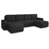 silape Sofnet Wohnlandschaft Schwarz, 7-Sitzer, U-Form,Rechteckig, 305x90x150 cm, Wohnzimmer, Sofas & Couches, Wohnlandschaften, Wohnlandschaften in U-Form