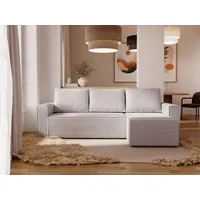 FurniDe24 Ecksofa L-Form Moly L - Ecksofa mit Schlaffunktion, Bettkasten - Moderne Ecksofa, Wohnzimmer Sofa - Eckcouch Beige (Poso 100 ) - Beige