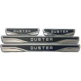 Für Dacia Duster, Stepway, Sandero, Logan, Dokker, Lodgy Chrome & Carbon Türschweller, Kratzschutz, S.Steel (Duster)