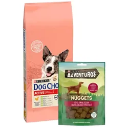 PURINA Dog Chow Adult Active Chicken 14kg + Adventuros Nuggets 90g GRATIS!