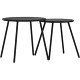 vidaXL Garten-Couchtisch 2 Stk. Rund Schwarz Pulverbeschichteter Stahl