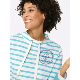 Classic Basics Sweatshirt Geringelt Aquamarin/Ecru 48