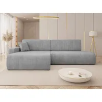 MIRJAN24 Ecksofa Piano O Cord, mit Bettkasten und Schlaffunktion, 262x145x82 cm, Rückenlehne in Form beweglicher Kissen grau
