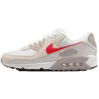 NIKE Herren Air Max 90 Sneaker, White University Red College Grey, 43 EU - 43 EU