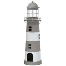 Boltze Laterne Leuchtturm Eisen Grau/Weiß