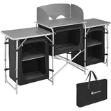 Tectake tectake® Campingküche XXL mit 5 Fächern, faltbar, mit großem Stauraum und Windschutz, 172 x 52 x 104 cm