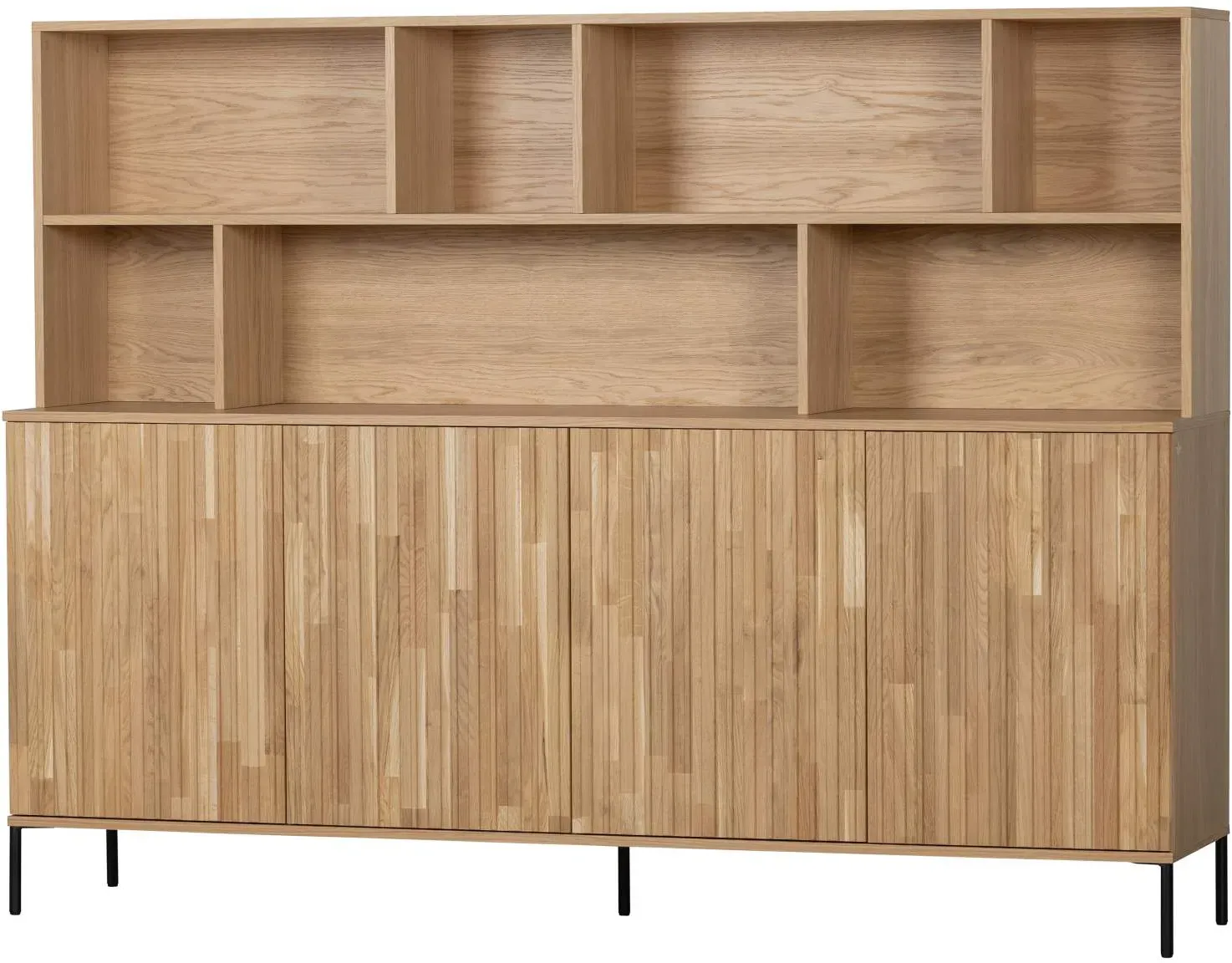 Wandschrank Gravure aus Eichenholz, modernes skandinavisches Design, natur, höhenverstellbare Einlegeböden
