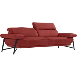 Egoitaliano 2,5-Sitzer Anais, Designsofa mit erstklassigem Sitzkomfort, Fußfarbe schattengrau, Kopfteil verstellbar, 232 cm, Luxus-Microfaser Lederoptik, marsala rot
