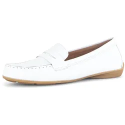 Mokassin GABOR, Damen, Gr. 41, weiß, Kalbsleder, unifarben, klassisch, Schuhe, Halbschuh, Businessschuh, Schlupfeschuh mit Zierriegel