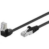 Wentronic Goobay 5 Stück Netzwerkkabel Cat 5e 1 x abgewinkelt 90° °F/UTP 0.5 m schwarz