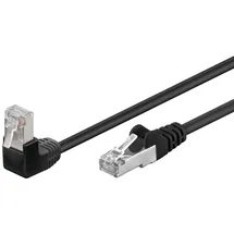Wentronic Goobay 5 Stück Netzwerkkabel Cat 5e 1 x abgewinkelt 90° °F/UTP 0.5 m schwarz