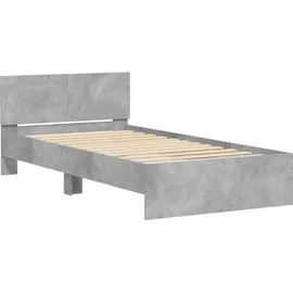 vidaXL Bettgestell mit Kopfteil Betongrau 100x200 cm Holzwerkstoff