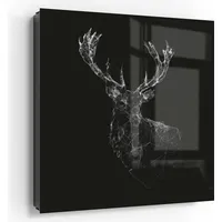 Deqori Schlüsselkasten Glasfront schwarz links 30x30 cm 'Digitalisierter Hirsch'