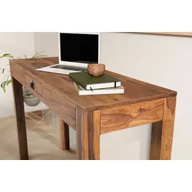 FineBuy Schreibtisch 118 cm Sheesham massiv / Braun