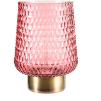 Pauleen Rose Glamour Tischleuchte Glas Tischlampe Timerfunktion 6H Batterie Glaslampe ohne Kabel Rosa Glas/Metall