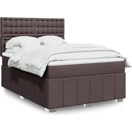 vidaXL Boxspringbett mit Matratze Dunkelbraun 140x200 cm Stoff