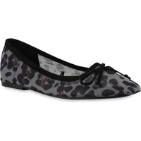 Stiefelparadies Damen Klassische Ballerinas in Grau Leopard,