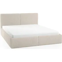 FEDVE Polsterbett Doppelbett Riberia Slim Bett mit Bettkasten 180x200 - Beige