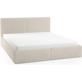 FEDVE Polsterbett Doppelbett Riberia Slim Bett mit Bettkasten 180x200 - Beige