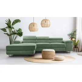 ax living Eckcouch Cord 2-Sitzer Salbeigrün