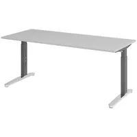 Bümö Schreibtisch Grau, Graphit, Nachbildung, Rechteckig, 180x74x80 cm, FSC
