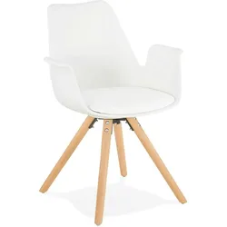 Kadima Design Esszimmerstuhl Gastro-Qualität Modern | Kunststoff & Buchenholz Gepolstert | Weiß-Beige | Max. Belastbarkeit 100kg | LUXARO Kollektion