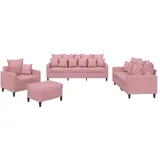 vidaXL 4-tlg. Sofagarnitur mit Kissen Rosa Samt
