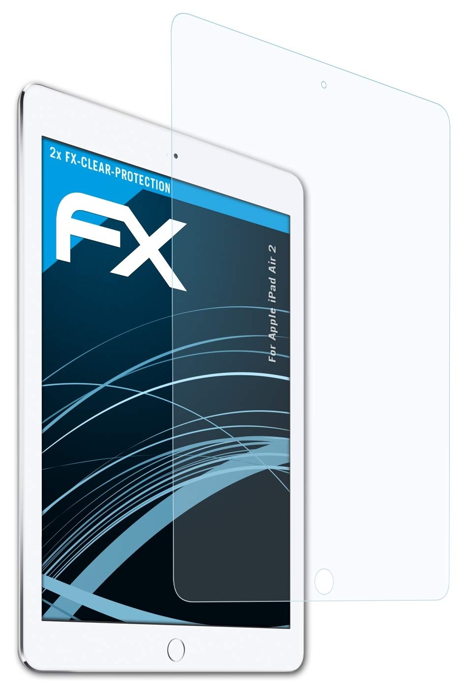 atFoliX Schutzfolie kompatibel mit Apple iPad Air 2 Folie, ultraklare FX Displayschutzfolie (2X)