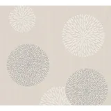 A.S. Création Vliestapete 10,05 m x 0,53 m mit abstraktem Blumendesign - Beige, Metallic - florale Tapete - 937912