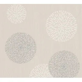 A.S. Création Vliestapete 10,05 m x 0,53 m mit abstraktem Blumendesign - Beige, Metallic - florale Tapete - 937912