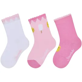 Sterntaler Baby Socken 3er Pack Eis am Stiel – Baby- und Kinder-Socken im 3er Pack mit Umschlag, Innenfrottee, Herz- & Eis-am-Stiel-Motive, Weiß, Größe 34 - 34