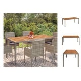 vidaXL Gartentisch mit Holzplatte Grau 190x90x75 cm Poly Rattan