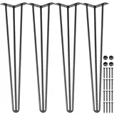 Vevor Tischbein Metall 34 Zoll 86,3 cm Tischgestell Metall Schwarz 4 Stücke, Hairpin Legs Tischbeine 3 Pfosten Haarnadel Bein Kohlenstoffstahl mit 4