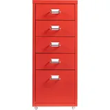 [en.casa] Rollcontainer Kökar mit 5 Schubladen 69x28x41 cm Rot