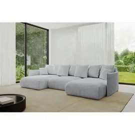 altdecor Ecksofa Cord 6-Sitzer Grau