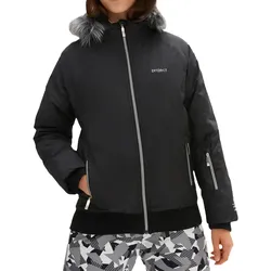 Kinder Winter-Jacke für Mädchen nachhaltige Ski-Jacke Outdoor-Jacke mit Kapuze und Fellrand zum abnehmen Schneejacke 938001 Schwarz - 152/158