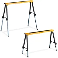 Relaxdays Klappbock Holz/Stahl 2 Stück Gelb/Schwarz/Silber
