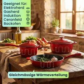 casativo Profi Gusseisen Topf-Set 3-tlg. Pfanne + Kochtopf + Stielkasserolle