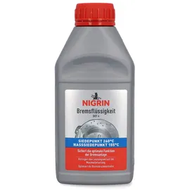 Nigrin Bremsflüssigkeit DOT4, Hochleistungsformel, Siedepunkt 260°C, optimiert Bremsdruckkontrolle, 500 ml