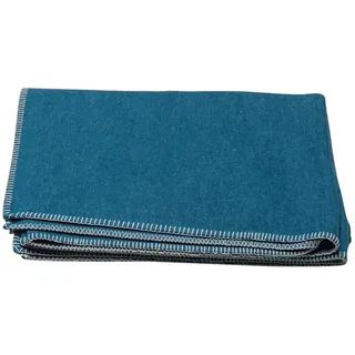 Decke aus Baumwolle 140 x 200 cm Kuscheldecke mit Zierstich weich, Atlantik