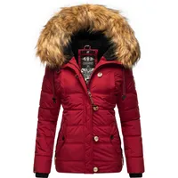 Navahoo Damen warme Winter Steppjacke mit abnehmbarem Kunstfell Zoja Blood Red Gr. S - S