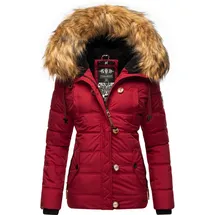 Navahoo Damen warme Winter Steppjacke mit abnehmbarem Kunstfell Zoja Blood Red Gr. S - S